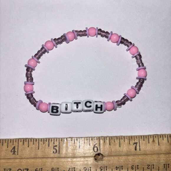 Multicolor “B*tch” Bracelet Adult Humor Beaded Handmade Naughty Accessories - Picture 3 of 3
